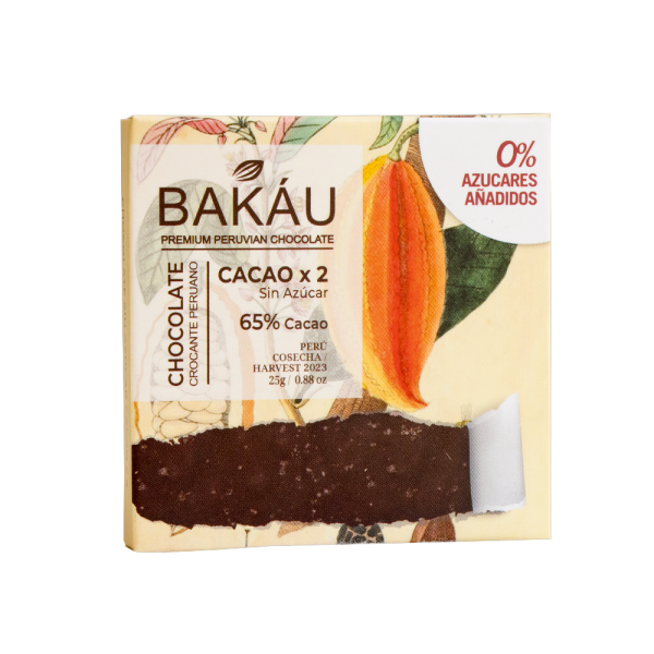 Cacao x2 Chocolate Crocante Sin Azúcar x 25g