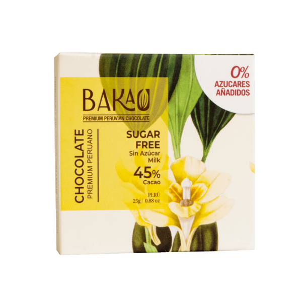 Barra de Chocolate Sin Azúcar con Leche 45% Cacao x 25g