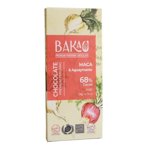Barra de Chocolate 68% Cacao con Maca x 50g