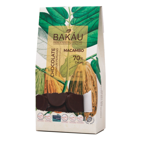 Chocolate con Macambo 70% Cacao en Monedas x 250g
